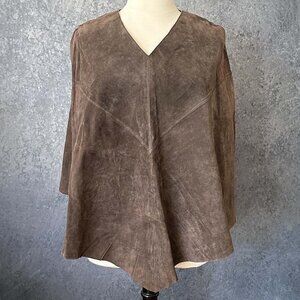 Dialogue Brown Suede Leather Cape, Size L